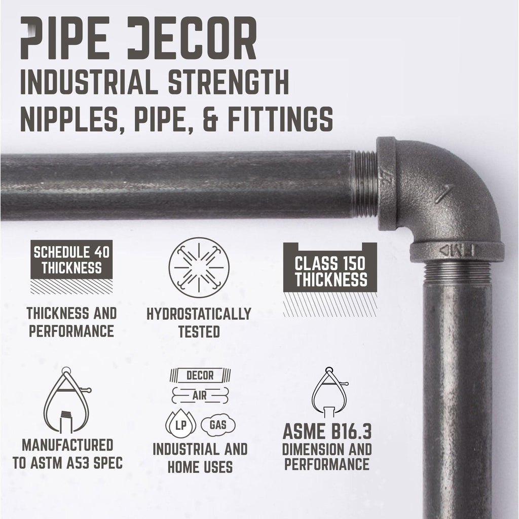 Two-tier wall mounted shelf with black pipe decor brackets, showcasing a modern industrial design for home or office storage.
