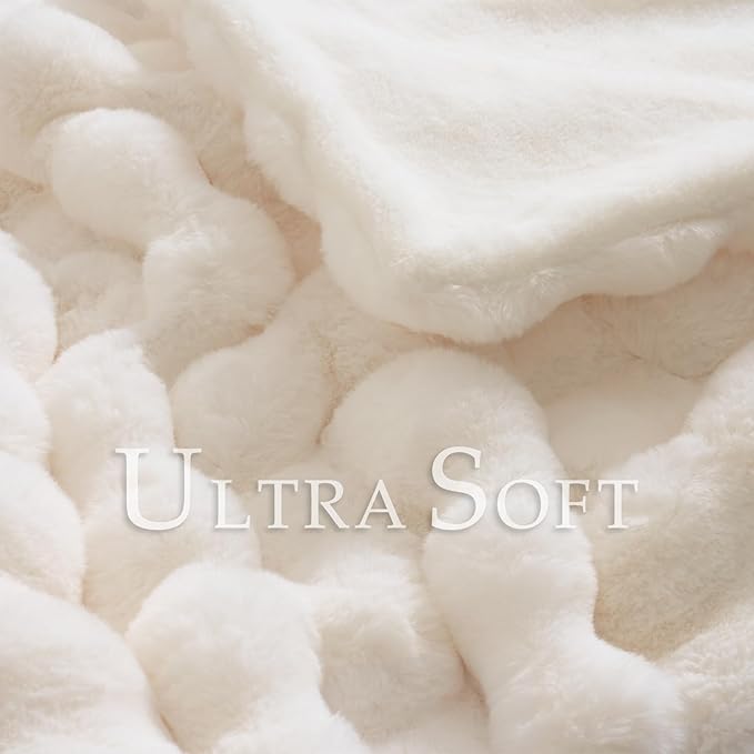 CozyNest Decor FUR Bubble Throw blanket with soft, plush fur texture, perfect for adding warmth and style to living space.