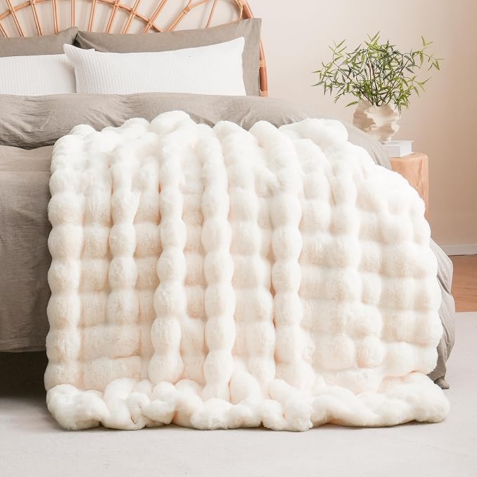 CozyNest Decor FUR Bubble Throw blanket with plush, textured fabric in a cozy, stylish design for home decor and comfort.