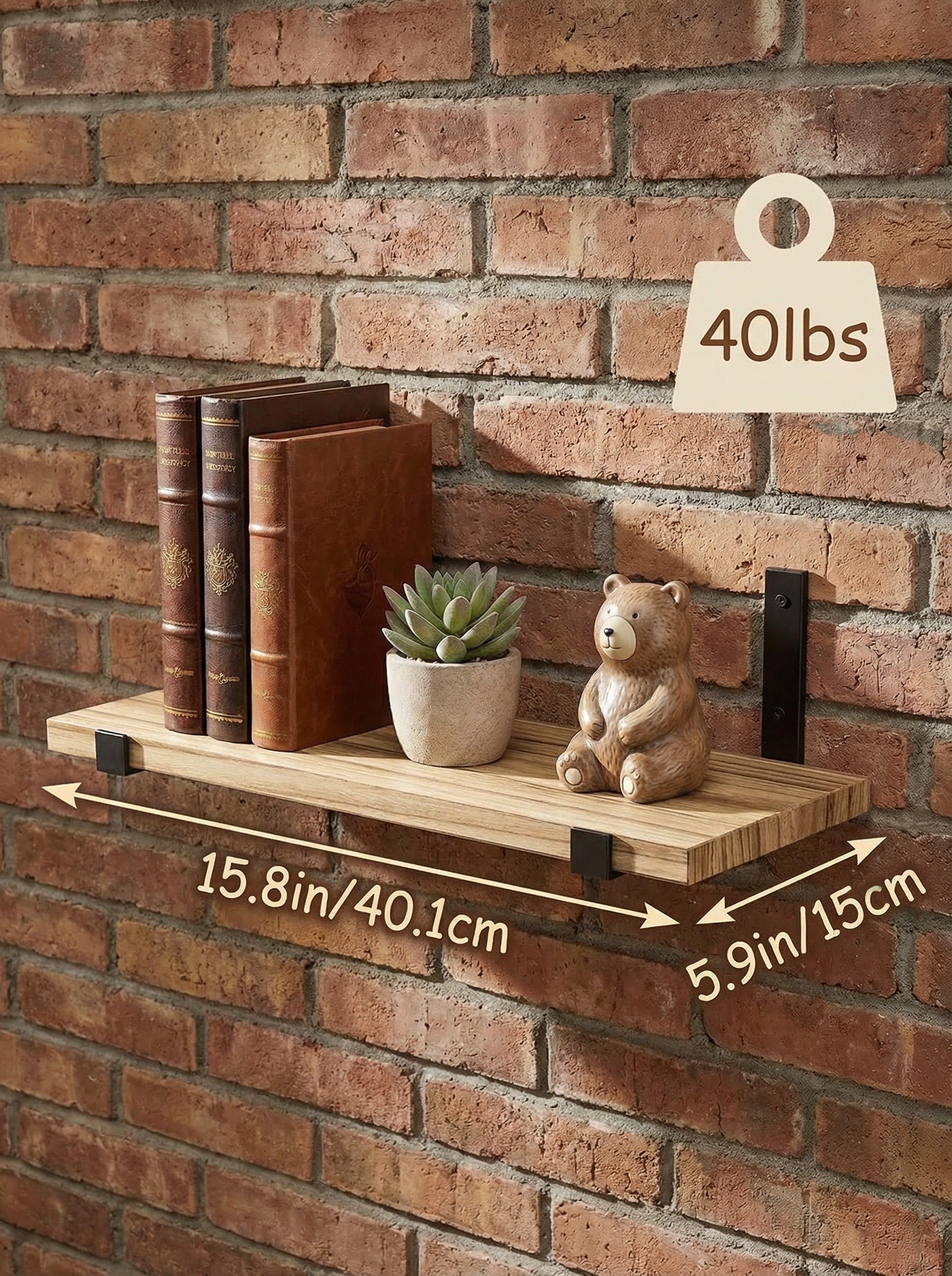 Rustic hard wood floating shelves by 2Dropme mounted on a wall, showcasing their natural grain and sturdy design for home decor.