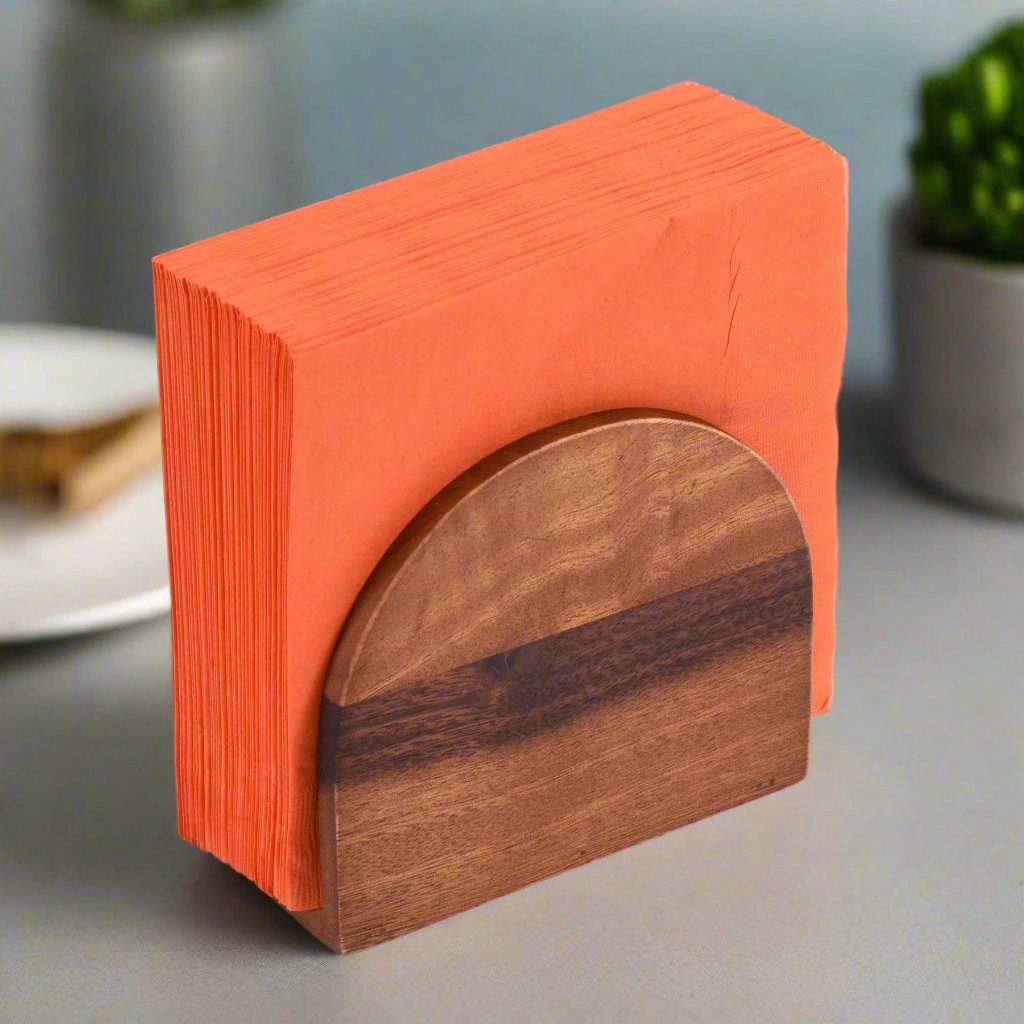 Kalmar Home vertical napkin holder with sleek metal design for convenient table or countertop use.