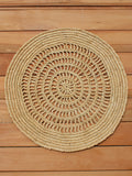 Woven crochet raffia placemat for tables, Payton James Tous Les Jours Raffia collection, natural textured tabletop accessory