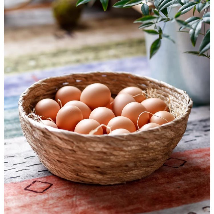 RusticReach seagrass bowl basket with sturdy handles, natural woven design, ideal for storage or decorative uses.