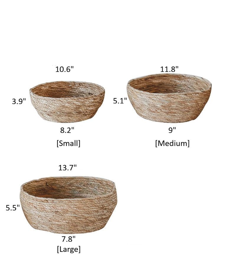 RusticReach seagrass bowl basket with handles, natural woven design, ideal for storage or decorative use.