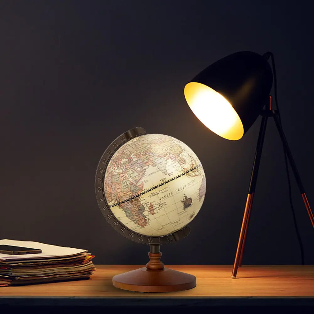 Decorative world globe for home decor, featuring detailed continents and vibrant colors, ideal for educational and stylish interior spaces.