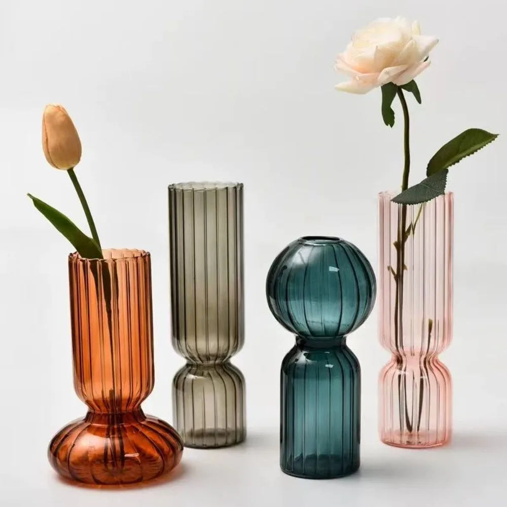 Willowmere Prisma Stripe Vase with colorful striped pattern and smooth ceramic finish on a white background