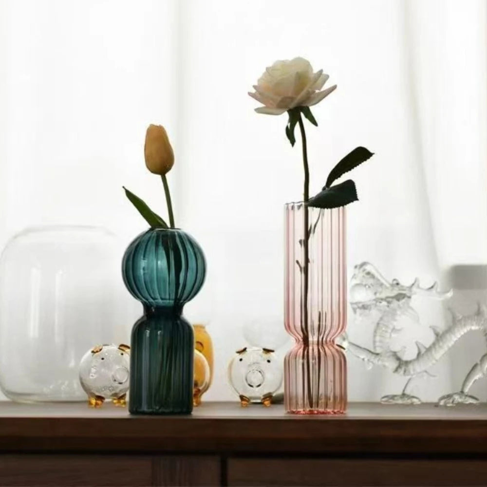 Willowmere Prisma Stripe Vase featuring a sleek design with colorful stripe patterns on a ceramic surface.