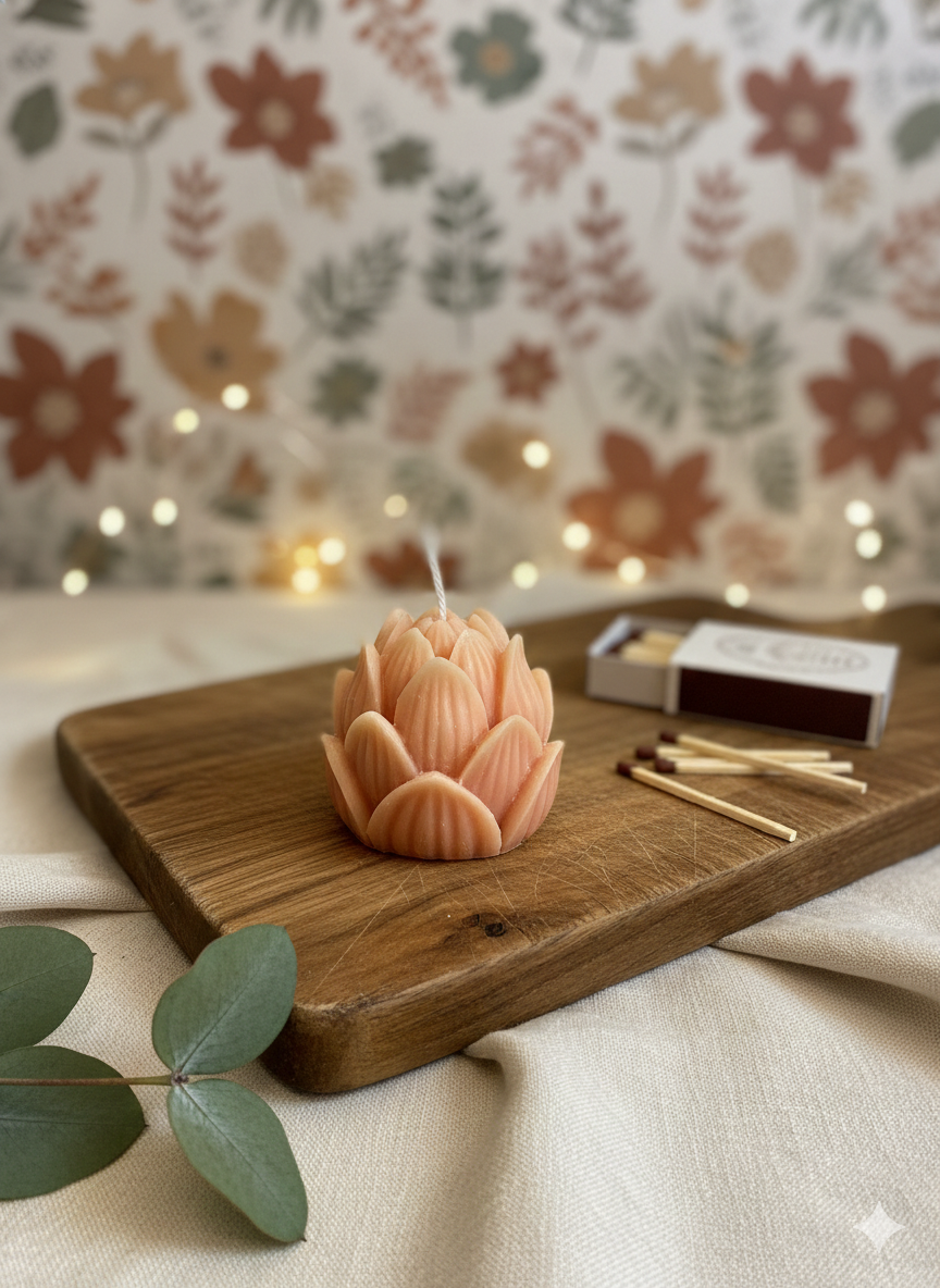 Mini Lotus Candle from Crazy About Candles featuring a tulip-shaped flower design in the image.