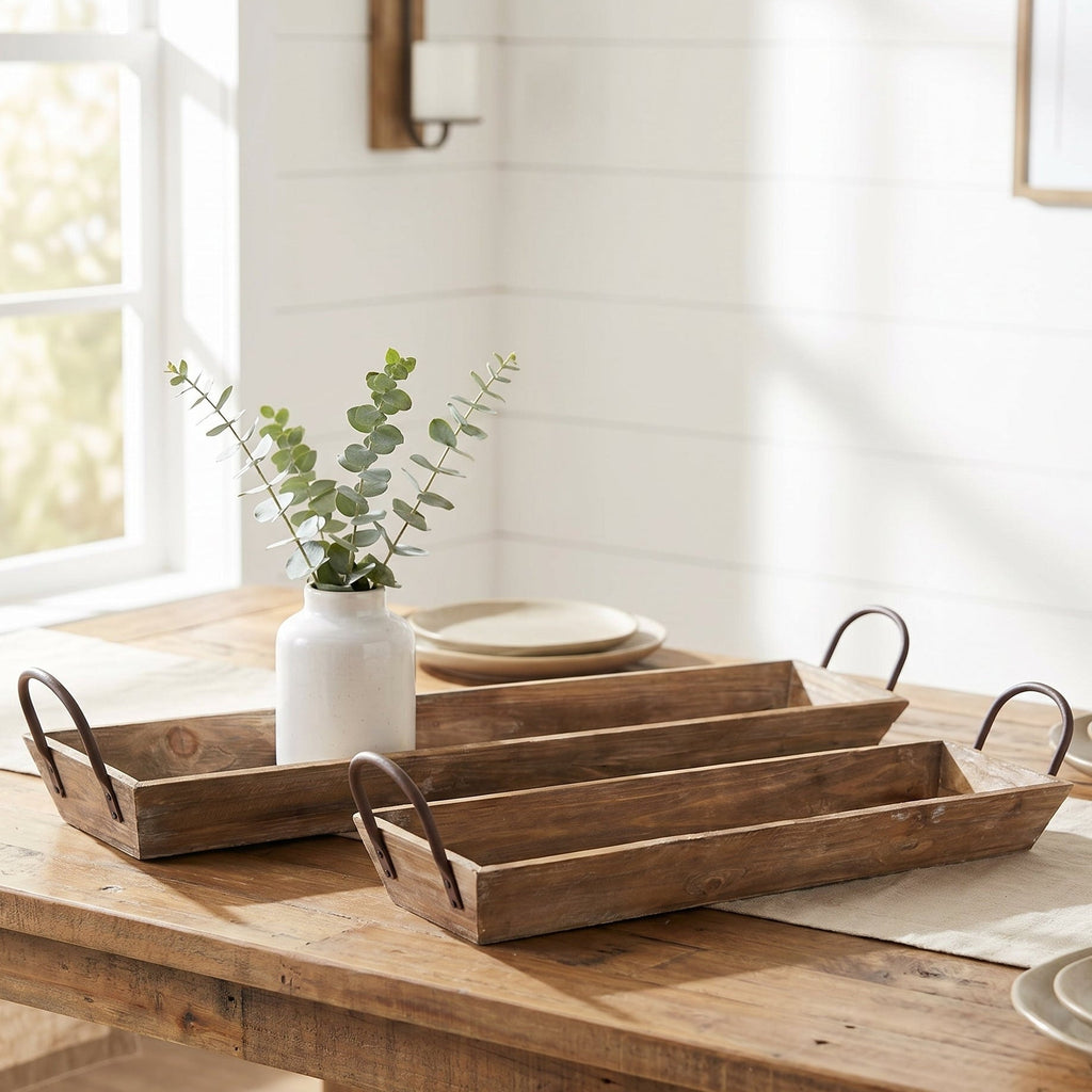 Rustic barnwood serving tray with handles by Countryside Home Decor, featuring a rectangular design perfect for serving and display.