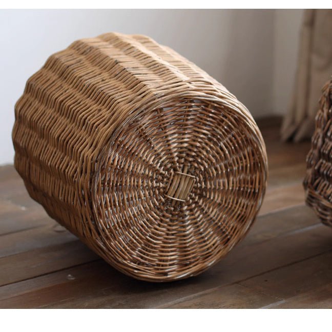 Natural wicker floor planter basket by RusticReach, showing a stylish woven wicker design ideal for indoor or outdoor plant displays.