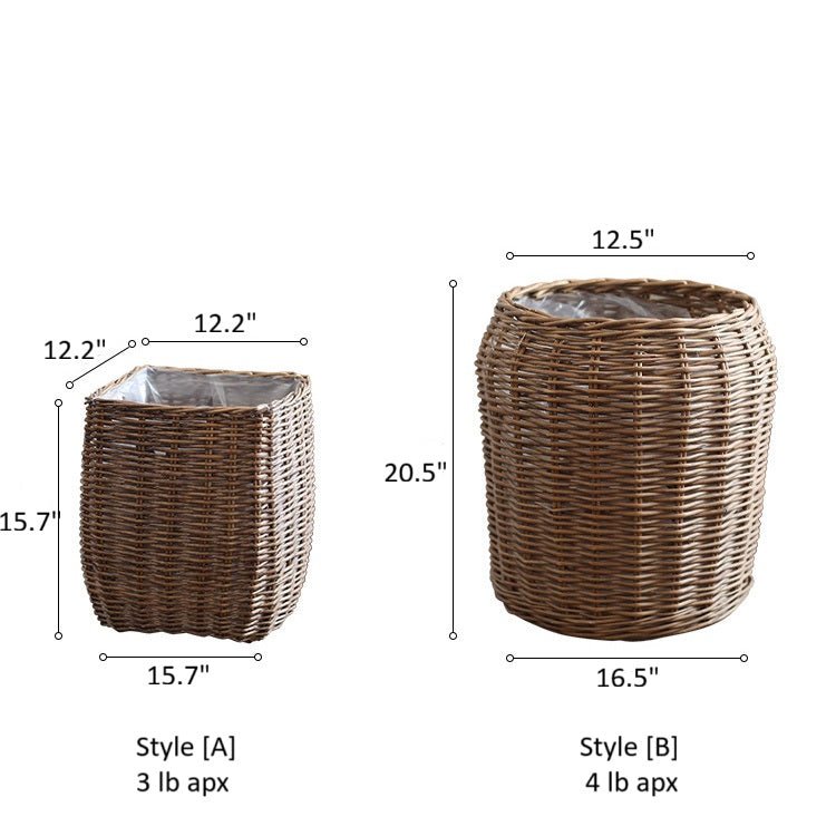 Natural wicker floor planter basket by RusticReach with a woven design, ideal for indoor or outdoor plant display.