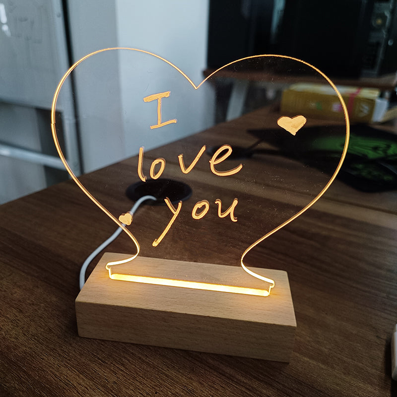 Perfecsy Creative Note Board with LED Night Light, modern black frame, writable surface, and illuminated design for notes and sketches.