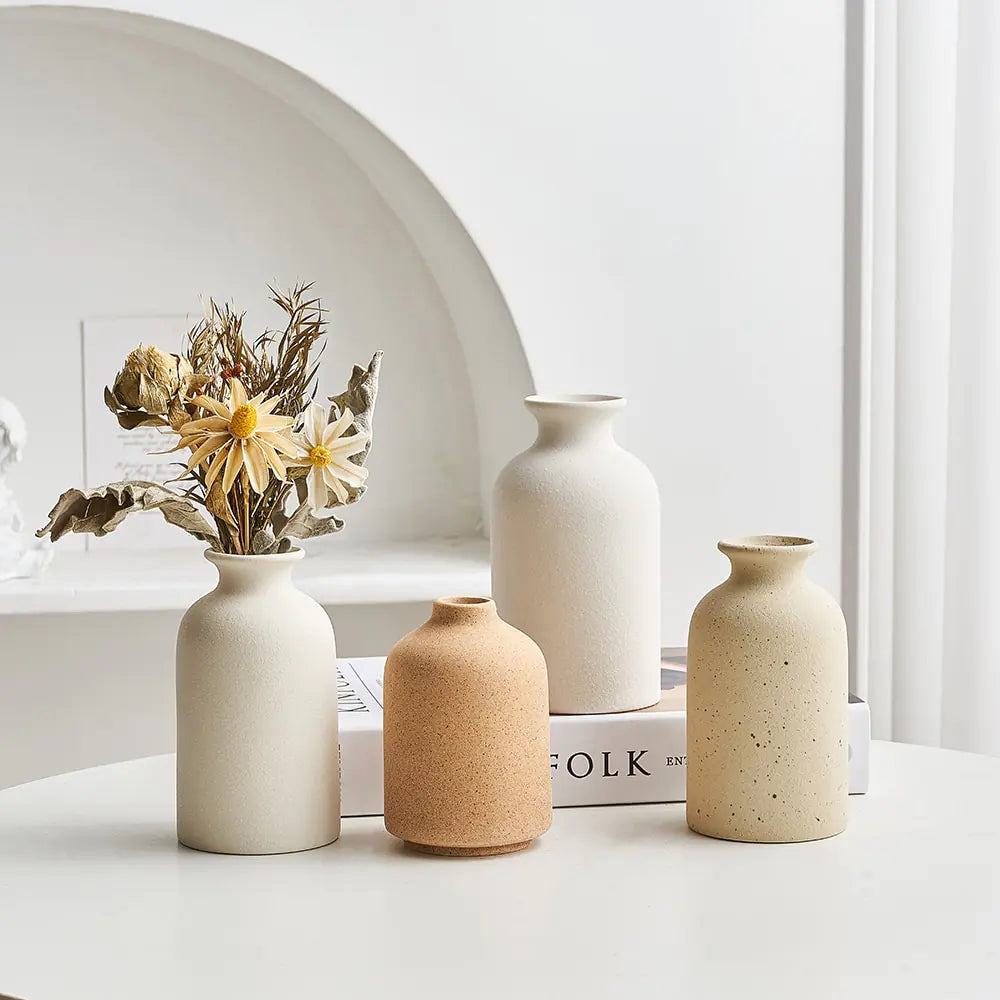 Simple ceramic Nordic-style vase with a smooth finish and minimalist design, perfect for modern home decor.