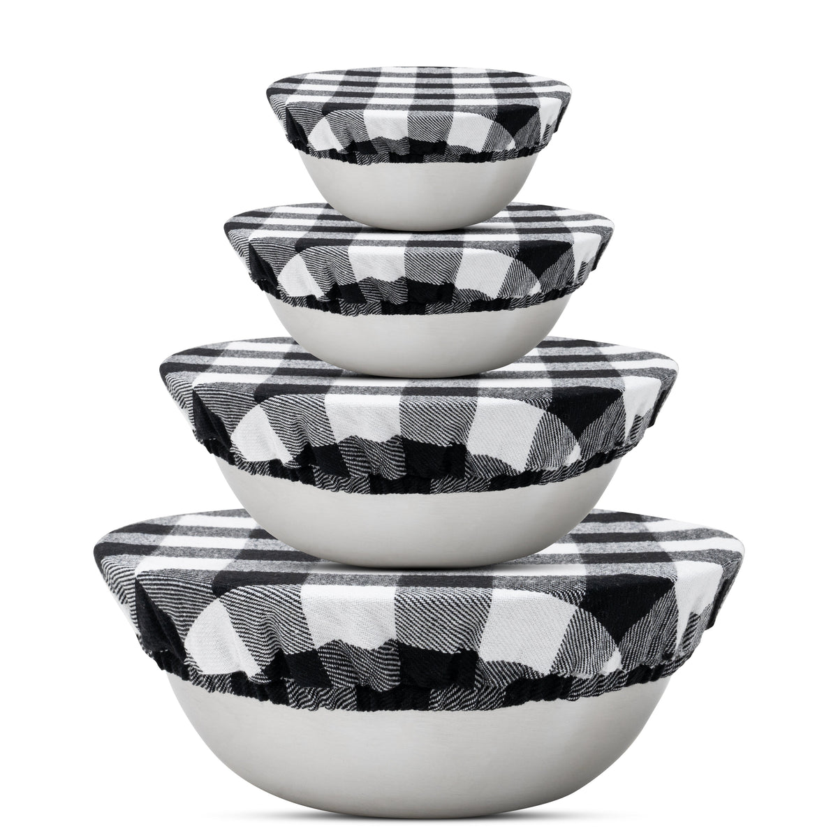 Black cloth bowl covers made of organic cotton from Organic Cotton Mart, reusable and eco-friendly for food storage.