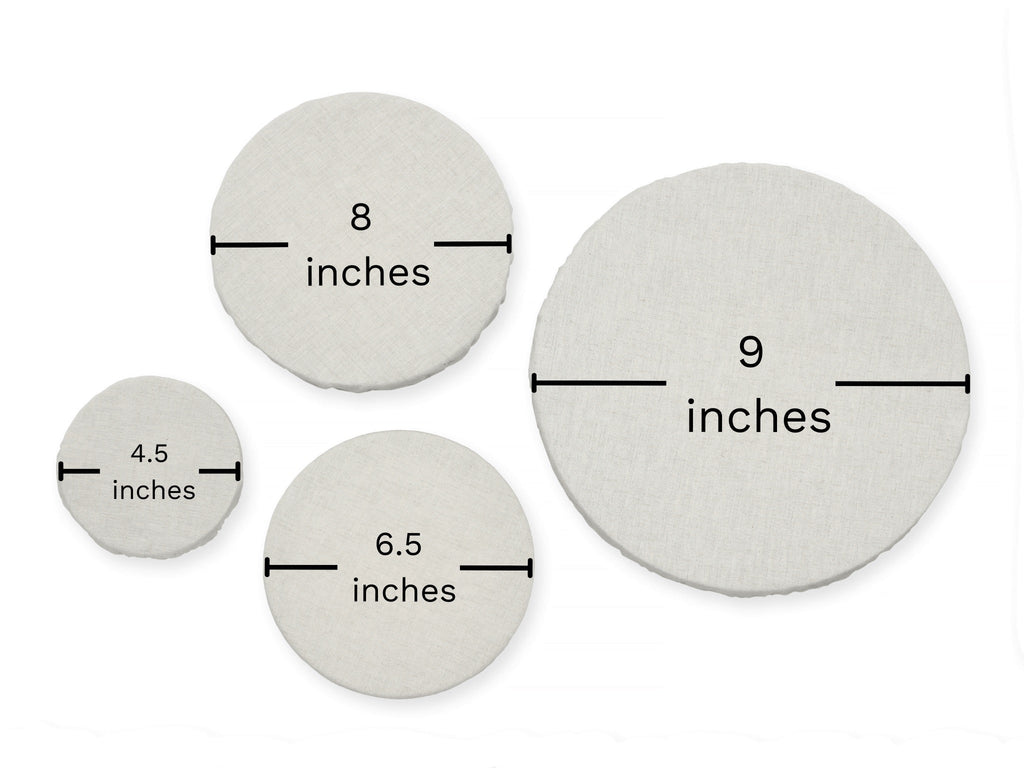 Organic Cotton Mart cloth bowl covers in various sizes, made from breathable fabric to keep food fresh and covered.