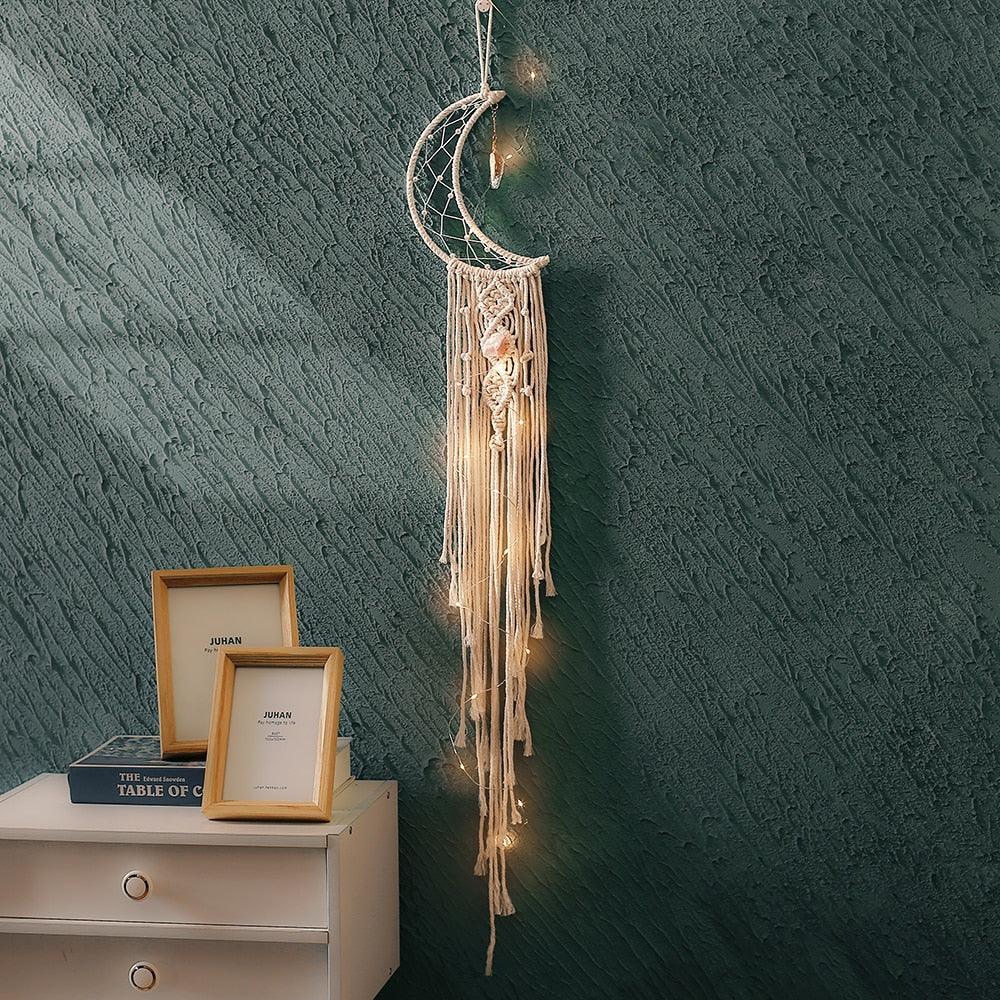 Stevvex leaf wall hanging dream catcher with LED lights, ideal for home decor, teenage rooms, dorms, and wedding decoration.