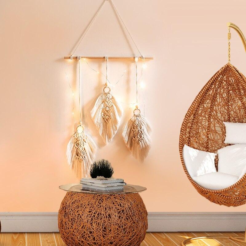 Stevvex leaf wall hanging dream catcher with LED lights, ideal for home decor, bedroom, teenage room, or wedding decoration.