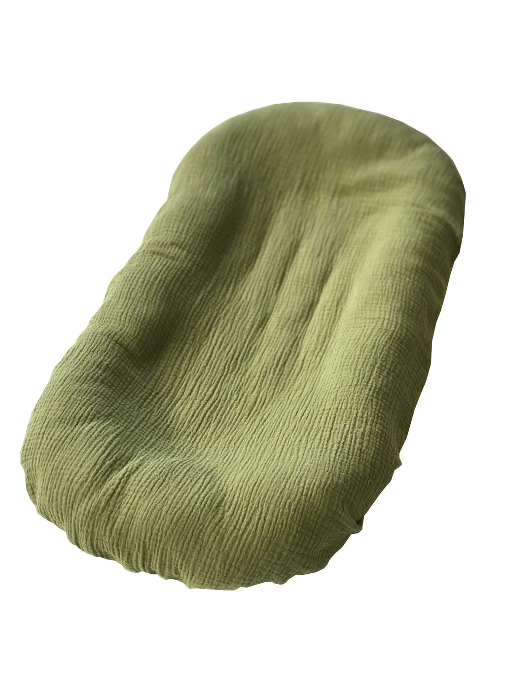 Organic cotton double gauze duvet cover for infant lounger slip cover by Wendy Anne, showing soft, breathable fabric and cozy design.