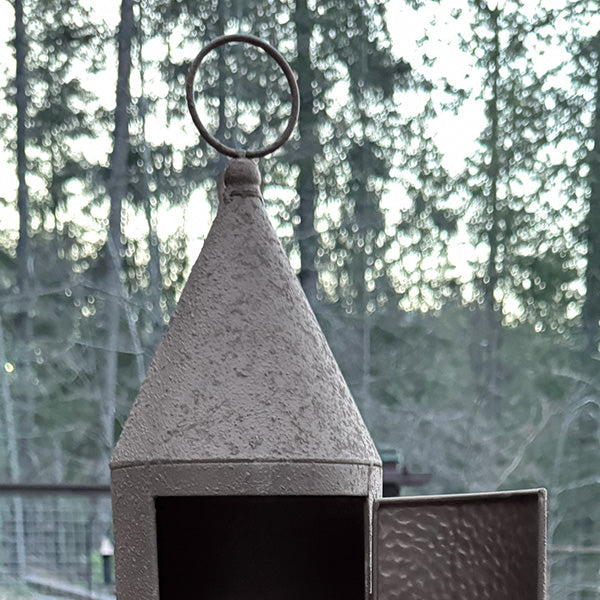Rustic chimney lantern by Decor Steals featuring metal frame and glass panels, perfect for vintage outdoor or indoor decor.